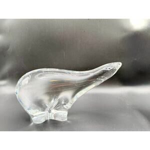 Målerås Sweden Signed Crystal Glass Polar Bear Figurine – 8.5” Long – Heavy